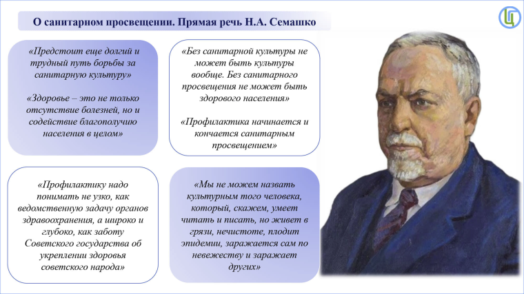 ЛЕКЦИИ " Н.А.СЕМАШКО – ГЛАВНЫЙ ДОКТОР ПРОФИЛАКТИЧЕСКОЙ МЕДИЦИНЫ".